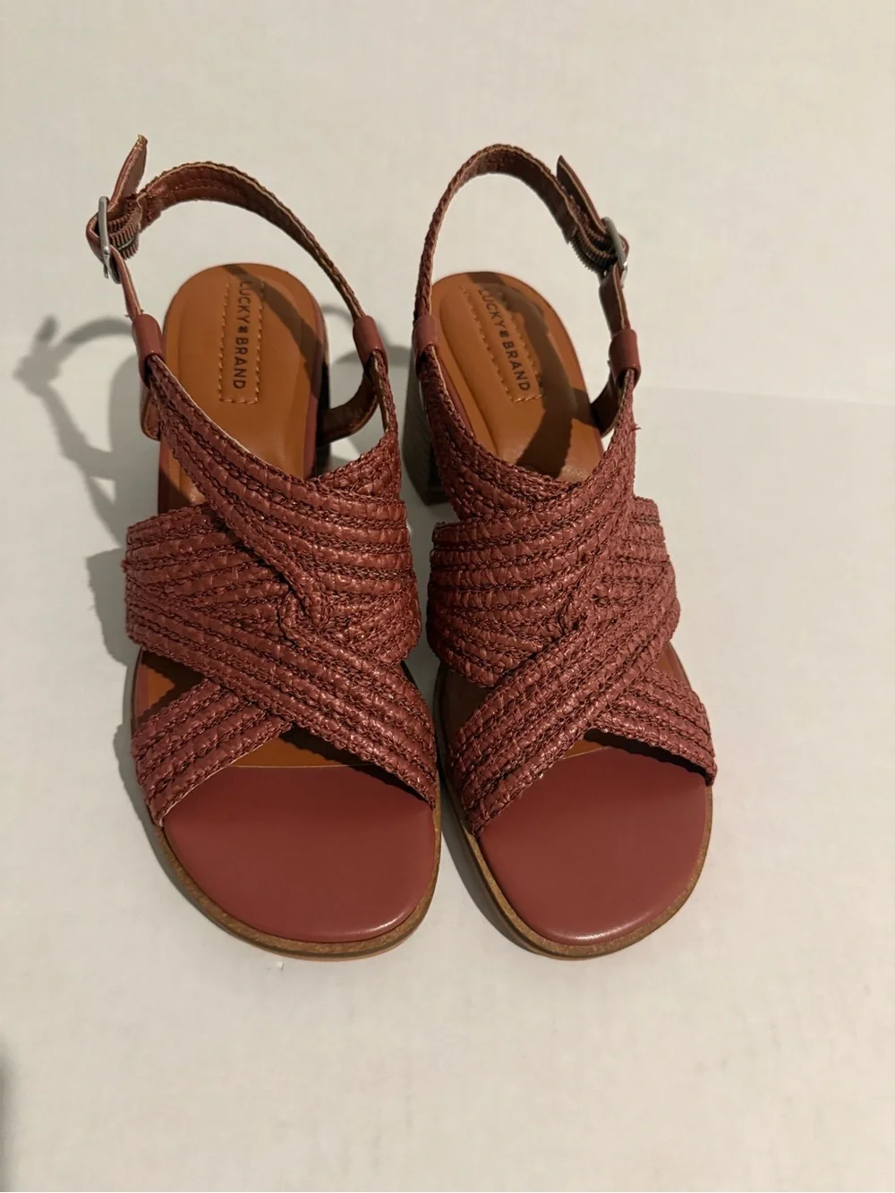 Lucky Brand Women's Braided Wedge Sandals - Rust Brown Size 9.5 NEW